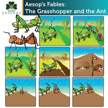 Step by Step Ant And the Grasshopper Story Images